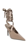 Jeffrey Campbell Grateau Ankle Wrap Mule In Taupe