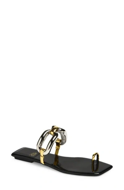 Jeffrey Campbell Guilded-2 Toe Loop Sandal In Animal Print