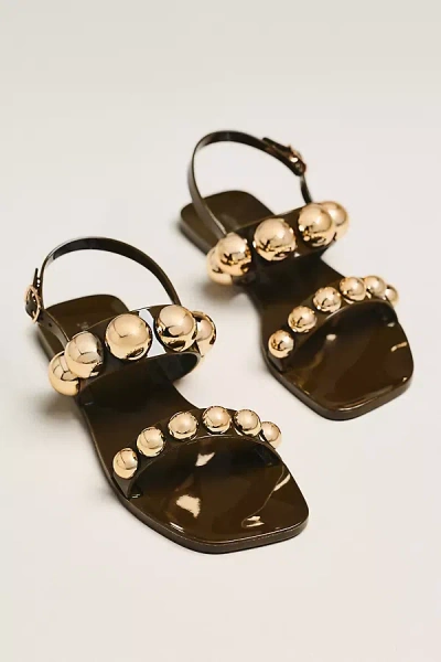 Jeffrey Campbell Gum Drop Studded Jelly Sandals In Brown