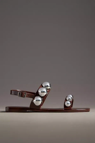 Jeffrey Campbell Gum Drop Studded Jelly Sandals In Brown