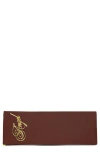 Jeffrey Campbell Halo-c Leather Clutch In Brown Satin