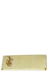 Jeffrey Campbell Halo-c Leather Clutch In Yellow Snake