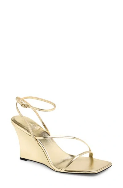 Jeffrey Campbell Highlight Ankle Strap Wedge Sandal In Gold