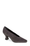 Jeffrey Campbell Hints-2 Suede Square Toe Pump In Grey Suede