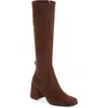 Jeffrey Campbell Hot Lava Knee High Stretch Boot In Dark Brown Suede