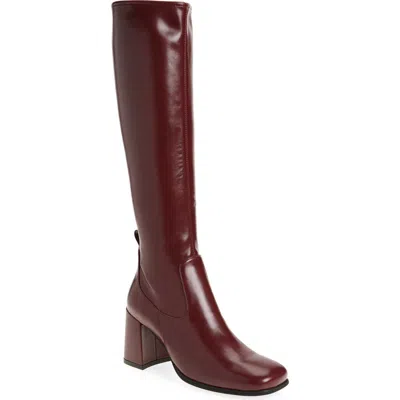 Jeffrey Campbell Hot Lava Knee High Stretch Boot In Wine