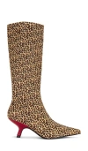 Jeffrey Campbell Intrep-kf Boot In Brown Beige Cheetah Red