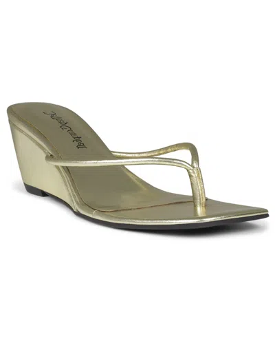 Jeffrey Campbell Jeffery Campbell Women's Simplicity Thong Wedge Sandals In Gold