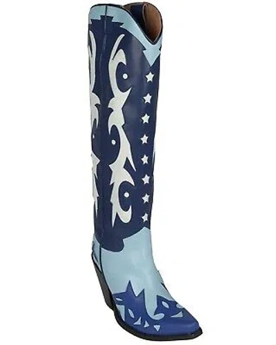 Pre-owned Jeffrey Campbell Jeffrey Cambell Women's Starwood Tall Western Boot - Snip Toe - Starwood-2-bl In Blue