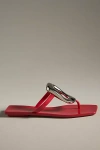 Jeffrey Campbell Linques-j Embellished T-strap Flat Jelly Sandals In Red