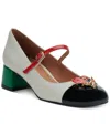 Jeffrey Campbell Jitterbug Cap Toe Mary Jane Pump In Ivory,black Patent,red Combo