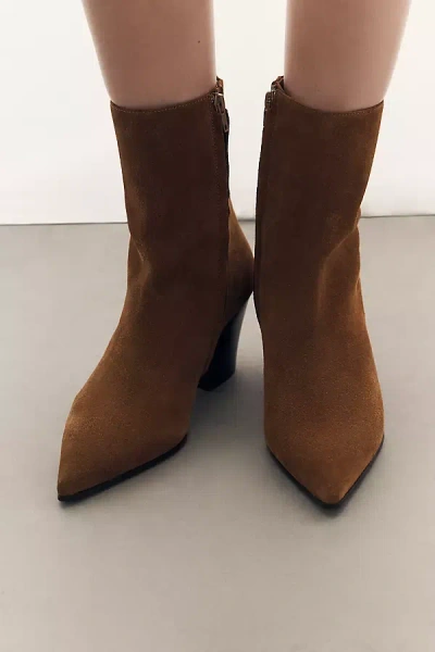 Jeffrey Campbell Joshua Tree Pointed Toe Booties In Brown