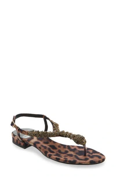 Jeffrey Campbell Kaa Snake Sandal In Beige Black Cheetah Satin