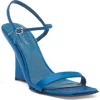 Jeffrey Campbell Kassandra Sculpted Two-piece Wedge Sandals In Blue Satin