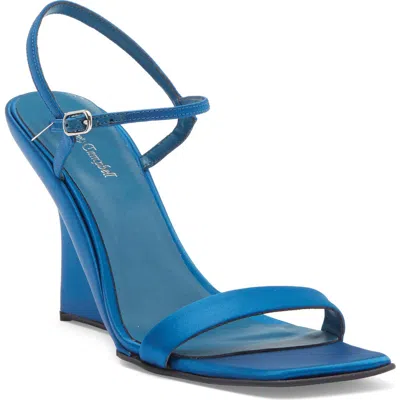 JEFFREY CAMPBELL JEFFREY CAMPBELL KASSANDRA SATIN ANKLE STRAP WEDGE SANDAL
