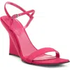 Jeffrey Campbell Kassandra Satin Ankle Strap Wedge Sandal In Fucshia Satin