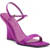 Jeffrey Campbell Kassandra Satin Ankle Strap Wedge Sandal In Purple Satin