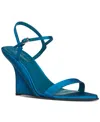 Jeffrey Campbell Kassandra Sculpted Two-piece Wedge Sandals In Blue Satin