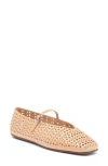Jeffrey Campbell Khloe Perforated Square Toe Flat In Nude