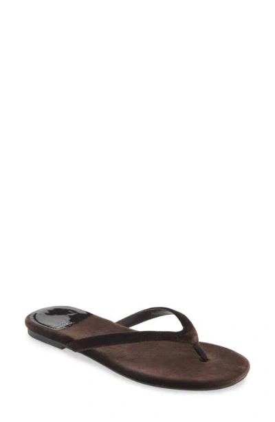 Jeffrey Campbell Kierra Flip Flop In Dark Brown Velvet