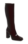 Jeffrey Campbell Knee High Boot In Wine Patent