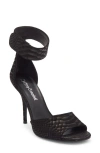 Jeffrey Campbell La Vida Snakeskin Embossed Ankle Strap Sandal In Black