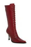 Jeffrey Campbell Lani Lace-up Boot In Red Distressed