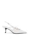 Jeffrey Campbell Lash Pointed Toe Kitten Heel Sandal In White Patent