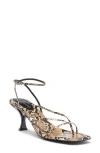 Jeffrey Campbell Leeda Ankle Strap Sandal In Beige Brown Snake