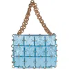 Jeffrey Campbell Les-filles Shoulder Bag In Light Blue Satin Combo