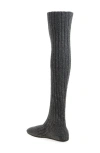 Jeffrey Campbell Linings Thigh-high Sock Boot In Grey