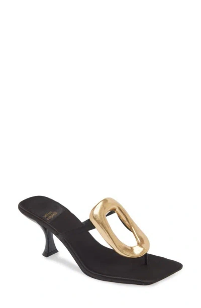 Jeffrey Campbell Linq Up Flip Flop In Black Satin Gold