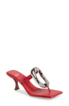 Jeffrey Campbell Linq Up Sandal In Bright Red Shiny Silver