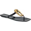Jeffrey Campbell Linques Flip Flop In Black Shiny Gold