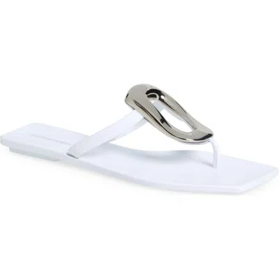 Jeffrey Campbell Linques Flip Flop In White Shiny Silver