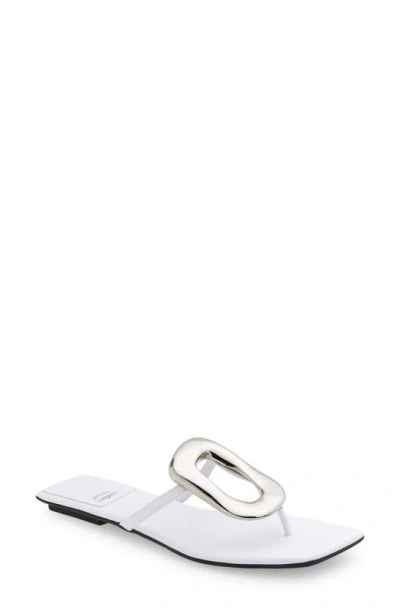 Jeffrey Campbell Linques Flip Flop In White Silver