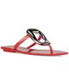 Jeffrey Campbell Linques-j Embellished T-strap Flat Jelly Sandals In Red