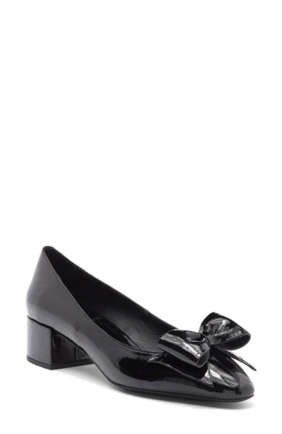 Jeffrey Campbell Maddie Bow Pump In Black Crinkle Patent