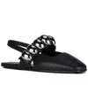 Jeffrey Campbell Manon Dome-studded Slingback Flats In Black Silver
