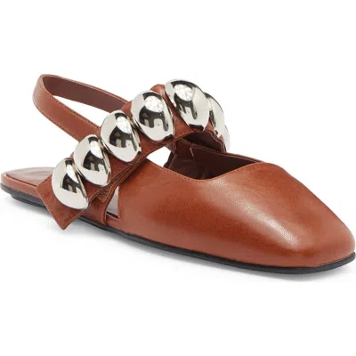 Jeffrey Campbell Manon Slingback Flat In Tan Silver