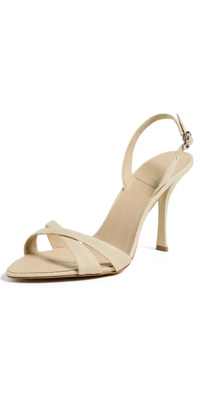 Jeffrey Campbell Marielle Slingback Heels Beige Canvas In Brown