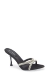 Jeffrey Campbell Marquise Slide Sandal In Black Satin