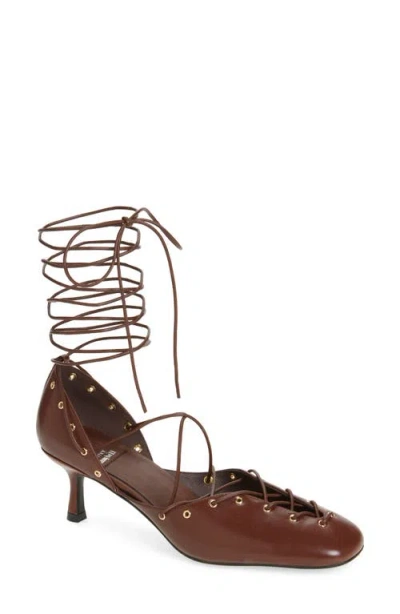 Jeffrey Campbell Martine Ankle Wrap Pump In Brown