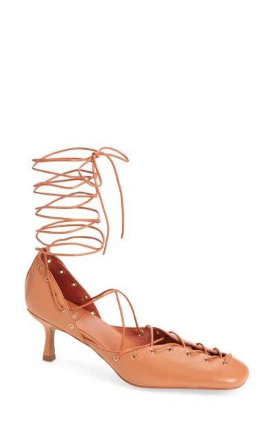 Jeffrey Campbell Martine Ankle Wrap Pump In Coral