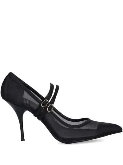Jeffrey Campbell Mesh-panel Pointed-toe Pumps In Black