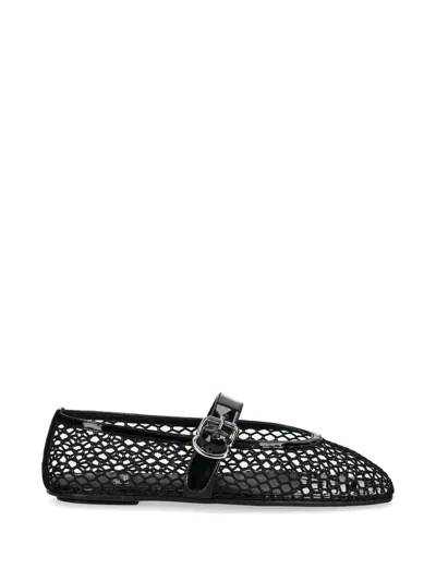 Jeffrey Campbell Mesh Patent-trim Ballet Flats In Black