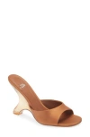 Jeffrey Campbell Mew 2 Satin Slide Sandal In Tan Satin Combo