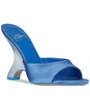 Jeffrey Campbell Mew-2 Sculpted Vinyl Wedge Sandals In Blue Satin Combo