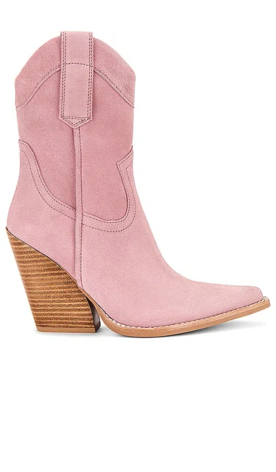 Jeffrey Campbell Mi-amigo Boot In Pink Suede Tan Stack