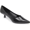 Jeffrey Campbell Millenni Pointed Toe Kitten Heel Pump In Black Shiny